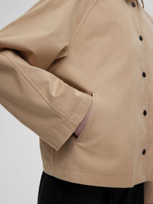 Aim Clothing Кроп-куртка из хлопка с капюшоном, бежевый