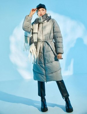 Длинное надувное пальто с поясом