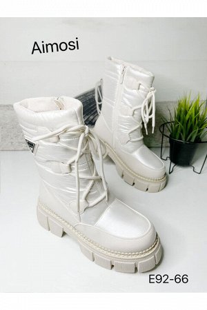 Зимние ботинки с натуральным мехом E92-66 молочные