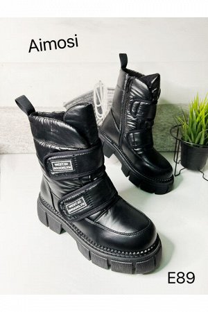 Зимние ботинки с натуральным мехом E89 черные