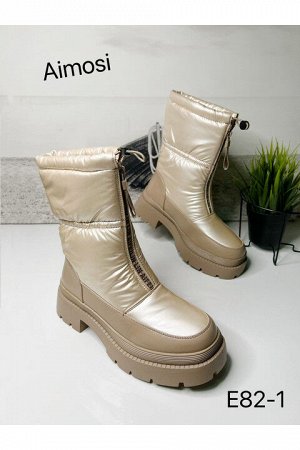 Зимние ботинки с натуральным мехом E82-1 бежевые