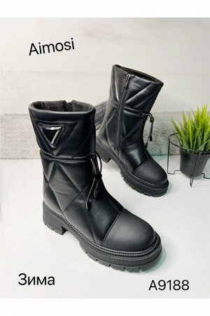 Зимние ботинки с натуральным мехом 9188 черные