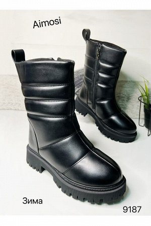 Зимние ботинки с натуральным мехом 9187 черные