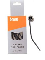 Шнурки BRAUS 120 см тонкие с пропиткой ЧЕРНЫЕ/10 х