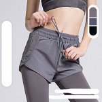 Спортивные леггинсы с иммитацией шорт, цвет серый