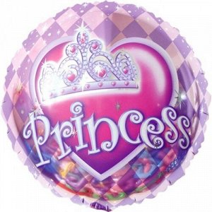 Воздушный шар фольгированный 18''/46 см круг "Корона для принцессы" Розовый