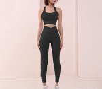 Женский спортивный комплект (топ + легинсы), цвет черный