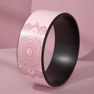Колесо для йоги, принт "Мандала", цвет розовый/черный