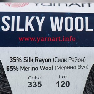 Пряжа "Silky Wool" 35% силк район, 65% мерино. вул 190м/25г (335 т.сёрый)