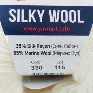 Пряжа "Silky Wool" 35% силк район, 65% мерино. вул 190м/25г (330 молочный)