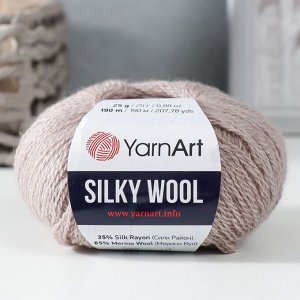 Пряжа "Silky Wool" 35% силк район, 65% мерино. вул 190м/25г (337 какао)