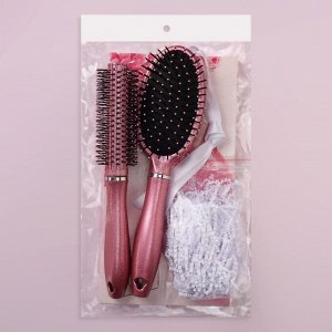 Подарочный набор «Счастье», 2 предмета: массажная расчёска, брашинг, цвет розовый