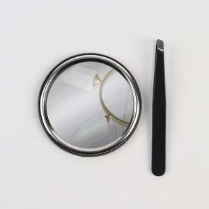 Подарочный набор «Звёздный единорог», 2 предмета: зеркало, пинцет, цвет чёрный