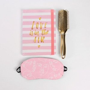 Подарочный набор «LOVE», 3 предмета: массажная расчёска, маска для сна, ежедневник, цвет МИКС