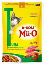 A-Soli Mii-O д/к пауч Красное мясо тунца в креветочном соусе 80г *48