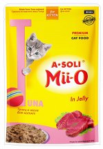 A-Soli Mii-O для котят пауч Тунец желе 80г ПРОМО НАБОР 6+2 всего 8шт