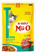 A-Soli Mii-O для кошек Красное мясо тунца с красным окунем в желе 80г ПРОМО НАБОР 6+2 всего 8шт