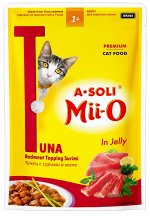 A-Soli Mii-O для кошек Красное мясо тунца с сурими в желе 80г ПРОМО НАБОР 6+2 всего 8шт