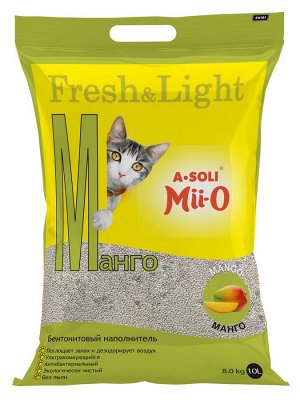 А-Соли FRESH&LIGHT Манго наполнитель комкующийся с ручкой 10л/8кг