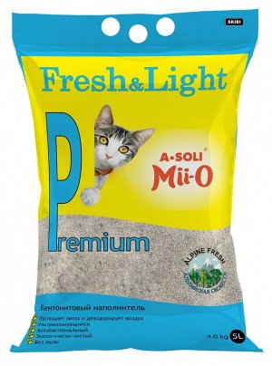 А-Соли FRESH&LIGHT Premium Альпийская Свежесть наполнитель комкующийся с ручкой 5л/4кг