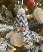 Елочная игрушка &quot;Снеговик&quot; (ткань, шерсть) 14 см