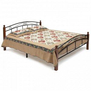 Кровать AT-8077 (осн.металл), 180х200 см, красный дуб/черный