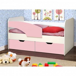 Кровать детская «Дельфин», 2 ящика, 800 ? 1900 мм, левая, цвет белый / розовый