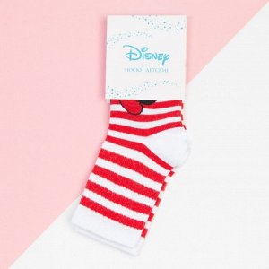 Носки для девочки «Минни Маус" полоска, DISNEY, 12-14 см, цвет белый/красный
