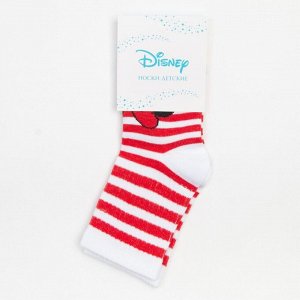 Носки для девочки «Минни Маус" полоска, DISNEY, 12-14 см, цвет белый/красный
