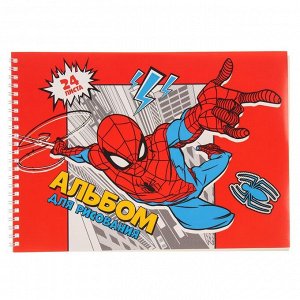 Альбом для рисования на гребне, А4, 24 листа, Человек-паук