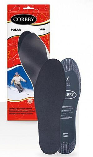 Стельки для обуви CORBBY Polar арт.1291с (размер 36-46) Зимние, из мягкой латексной пены покрытой Флисовой тканью. Амортизируют нагрузки, обеспечивают комфорт и удобство. пр. Польша.