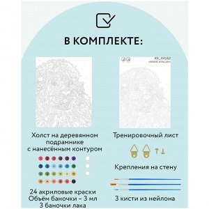 Картина по номерам на холсте 40*50см ТРИ СОВЫ &quot;&quot;Яркие краски&quot;&quot;, 40*50, с акриловыми красками и кистями