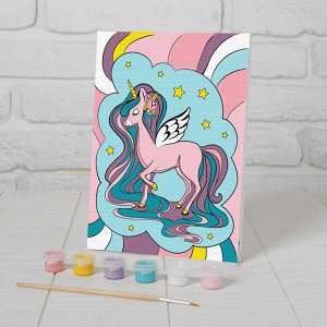 Картина по номерам для детей «Милый единорог», 21x15 см