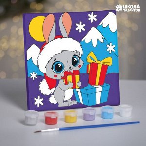 Картина по номерам «Кролик с подарком» 15х15 см