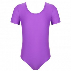 Купальник гимнастический, лайкра, короткий рукав, цвет фиолетовый