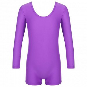 Купальник гимнастический с длинным рукавом, с шортами, лайкра, цвет фиолетовый
