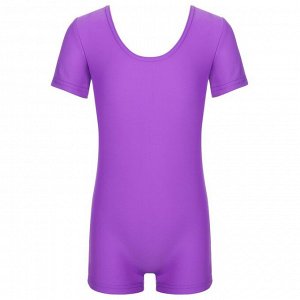 Купальник гимнастический с коротким рукавом, с шортами, лайкра, цвет фиолетовый