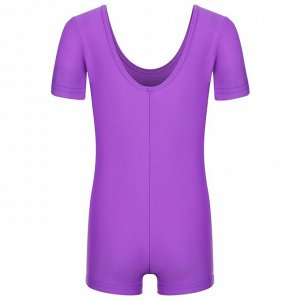 Купальник гимнастический с коротким рукавом, с шортами, лайкра, цвет фиолетовый