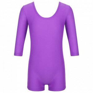 Купальник гимнастический с рукавом 3/4, с шортами, лайкра, цвет фиолетовый