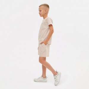 Комплект для мальчика (рубашка, шорты) MINAKU: Cotton Collection, бежевый, рост, см