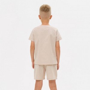 Комплект для мальчика (рубашка, шорты) MINAKU: Cotton Collection, бежевый, рост, см