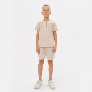 Комплект для мальчика (рубашка, шорты) MINAKU: Cotton Collection, бежевый, рост, см