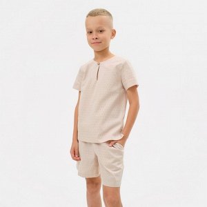 Комплект для мальчика (рубашка, шорты) MINAKU: Cotton Collection, бежевый, рост, см