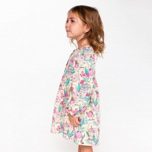 Luneva Платье для девочки, цвет молочный/птицы, рост 128 см