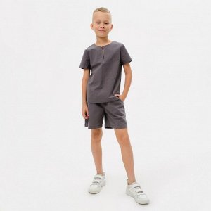 Комплект для мальчика (рубашка, шорты) MINAKU: Cotton Collection, серый.
