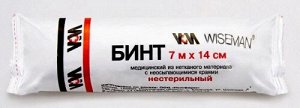 Бинт медицинский из нетканого материала с неосыпающимися краями нестерильный 7 мх14 см.