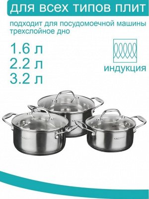 Набор из 3х кастрюль [НИКА] индукция