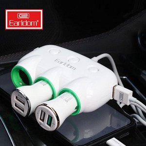 Автомобильный разветвитель Earldom In-Car Socket / 3 Socket, 2 USB 3.1A