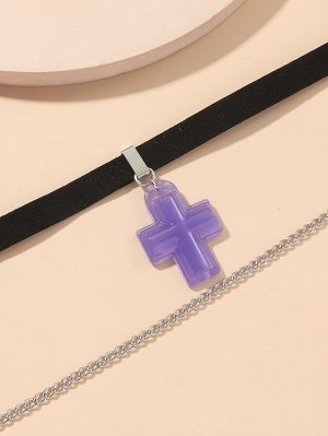 Многослойное ожерелье крест