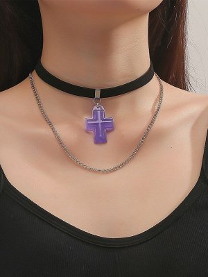 Многослойное ожерелье крест